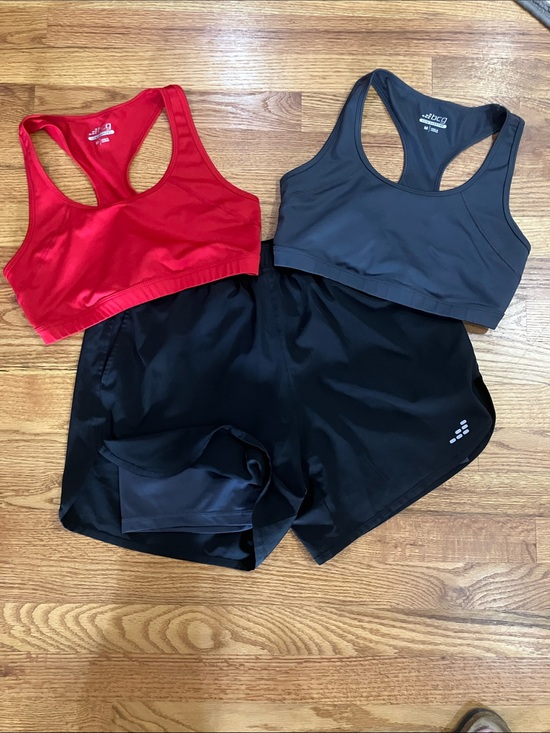 bcg Other - bcg Red and Gray Racerback Low-Support Sport Bras and Lined Black Short Sz M EUC
